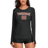 Custom Black Coral Red Women's Long-Sleeve Shirt