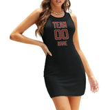 Custom Black Coral Red Sleeveless Vest Dress