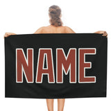 Custom Black Coral Red Beach Towel
