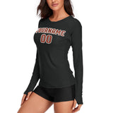 Custom Black Coral Red Women's Long-Sleeve Shirt