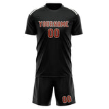 Custom Black Coral Red Soccer Jersey