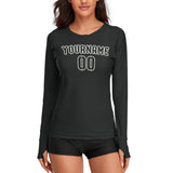 Custom Black Black Women's Long-Sleeve Shirt