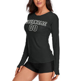 Custom Black Black Women's Long-Sleeve Shirt