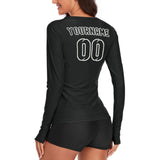 Custom Black Black Women's Long-Sleeve Shirt