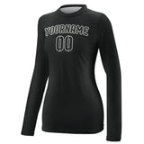Custom Black Black Women's Long-Sleeve Shirt