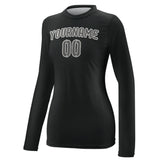 Custom Black Dark Grey Women's Long-Sleeve Shirt
