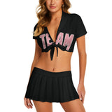 Custom Black Light Pink Cheerleading Uniform Set