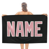 Custom Black Light Pink Beach Towel
