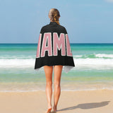 Custom Black Light Pink Beach Towel