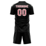 Custom Black Light Pink Soccer Jersey