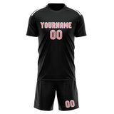 Custom Black Light Pink Soccer Jersey
