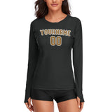 Custom Black Khaki Women's Long-Sleeve Shirt