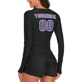 Custom Black Light Purple Women's Long-Sleeve Shirt