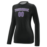Custom Black Light Purple Women's Long-Sleeve Shirt