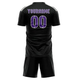 Custom Black Light Purple Soccer Jersey