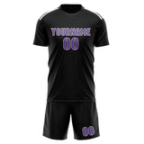 Custom Black Light Purple Soccer Jersey