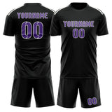 Custom Black Light Purple Soccer Jersey