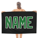 Custom Black Emerald Green Beach Towel