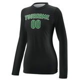 Custom Black Emerald Green Women's Long-Sleeve Shirt