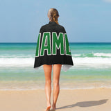 Custom Black Emerald Green Beach Towel