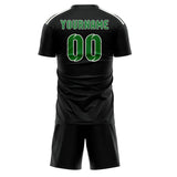 Custom Black Emerald Green Soccer Jersey