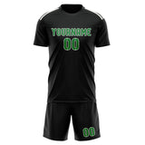 Custom Black Emerald Green Soccer Jersey