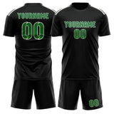 Custom Black Emerald Green Soccer Jersey