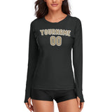Custom Black Light Khaki Women's Long-Sleeve Shirt
