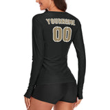 Custom Black Light Khaki Women's Long-Sleeve Shirt