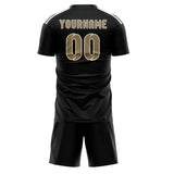 Custom Black Light Khaki Soccer Jersey