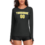 Custom Black Light Yellow Women's Long-Sleeve Shirt