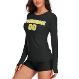 Custom Black Light Yellow Women's Long-Sleeve Shirt