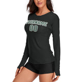 Custom Black Blue Green Women's Long-Sleeve Shirt