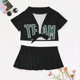 Custom Black Blue Green Cheerleading Uniform Set