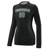 Custom Black Blue Green Women's Long-Sleeve Shirt