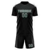 Custom Black Blue Green Soccer Jersey
