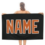 Custom Black Orange Beach Towel