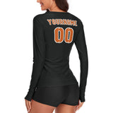 Custom Black Orange Women's Long-Sleeve Shirt