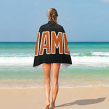 Custom Black Orange Beach Towel