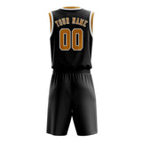 Custom Black Yellow Basketball Set