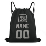 Custom Black Gray Drawstring Bag