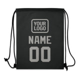 Custom Black Gray Drawstring Bag