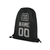 Custom Black Gray Drawstring Bag