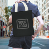 Custom Black Gray Canvas Tote Bag
