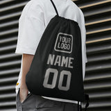 Custom Black Gray Drawstring Bag