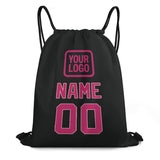 Custom Black Pink Drawstring Bag