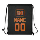 Custom Black Orange Drawstring Bag