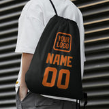 Custom Black Orange Drawstring Bag