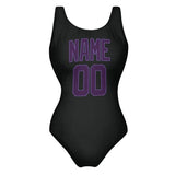 Custom Black Purple Swimsuit