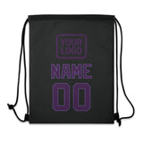 Custom Black Purple Drawstring Bag